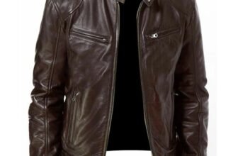 Chaqueta Blwoens Cuello Alto Pu Delgada Marrón