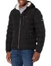 Tommy Hilfiger – Chaqueta acolchada con capucha para hombre, forro de sherpa, con resistencia al agua, de peso medio, Negro Tech, Grande