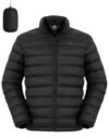 Pioneer Camp Chaqueta Acolchada Ligera y Empacable para Hombre Tipo Puffer, Abrigo Hinchado Aislado de Invierno, Repelente al Agua, Chaquetas Acolchadas Cálidas para Viajes, Negro, Grande