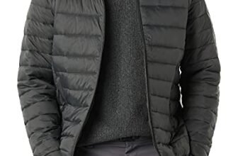 Amazon Essentials Chaqueta Acolchada Ligera Empacable Resistente al Agua para Hombre (Disponible en Tallas Grandes y Altas), Gris Oscuro, Grande
