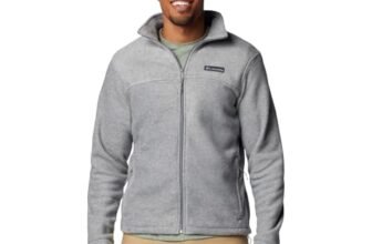 Columbia – Chaqueta de forro polar con cremallera completa Steens Mountain 2.0 para hombre, Gris claro, Grande