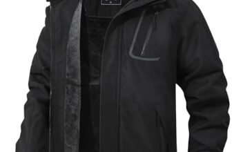 MAOYSSEN Abrigo de invierno de montaña para hombre, cálido forro polar, chaqueta de nieve impermeable con capucha, Negro –