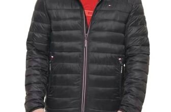 Tommy Hilfiger Chaqueta Ultra Loft ligera y plegable para hombre (talla estándar y grandes y altos), Negro, Mediana