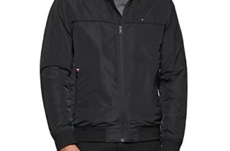Tommy Hilfiger Chaqueta bomber de memoria sintética de rendimiento para hombre, Negro relleno, Grande