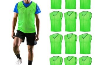 GSi Pinnies deportivos – Paquete de 12 – Tamaño libre para jóvenes y adultos – 5 opciones de color – Fútbol, chaleco de práctica de baloncesto (verde)