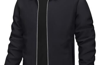 TACVASEN Chaqueta cortavientos ligera para hombre con cremallera completa y cuello plegable, abrigo casual ligero con bolsillos con cremallera, Negro, Grande