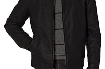 Tommy Hilfiger Chaqueta clásica de piel sintética para hombre, Negro, XL