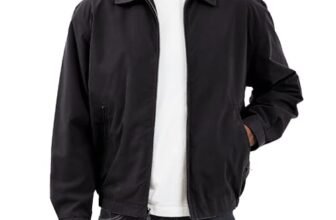 London Fog Chaqueta de golf con cierre frontal para hombre Auburn (tallas regular y grande), Negro, Mediana
