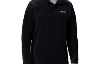 Columbia Chaqueta de vellón Steens Mountain Half Snap para hombre, color negro, talla L