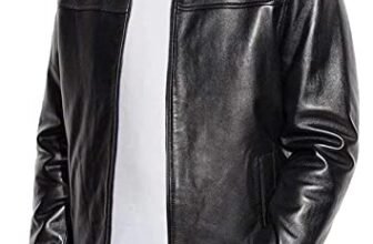 Chaqueta de piel de cordero auténtica para hombre Storemm | estilo clásico de motociclista | chaquetas de piel de cordero para hombre, Negro, Grande
