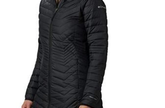 Columbia Powder Lite – Chaqueta de longitud media para mujer, Negro, Mediana