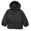 Amazon Essentials Chaqueta acolchada empacable con capucha, ligera y resistente al agua, para niños, color negro, talla pequeña