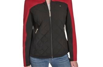 Tommy Hilfiger Ropa exterior acolchada de buceo para mujer, Negro Multi, Mediana