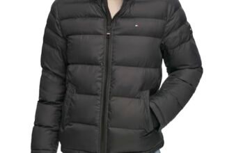 Tommy Hilfiger Chaqueta acolchada con capucha alternativa de plumón para hombre (estándar y grande y alto), Negro profundo