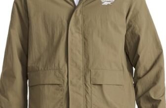 Reebok Chaqueta tejida RI Utility para hombre, ajuste estándar, tela de nailon ligera, verde militar, talla L
