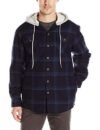 Wrangler Authentics – Chaqueta de franela acolchada con capucha para hombre, de manga larga, color Total Eclipse with Heather Gray, chamarra de manga larga con capucha y forro de franela, L