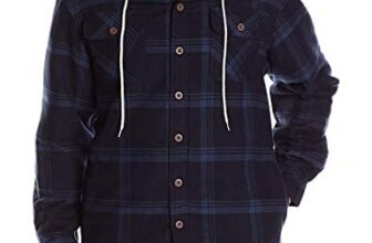 Wrangler Authentics – Chaqueta de franela acolchada con capucha para hombre, de manga larga, color Total Eclipse with Heather Gray, chamarra de manga larga con capucha y forro de franela, L