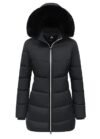 MOERDENG – Abrigos de invierno para mujer, a prueba de viento, abrigados, impermeables, gruesos, con capucha, chaqueta acolchada, Negro –
