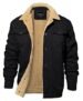 EKLENTSON Chaqueta de invierno para hombre, gruesa y térmica, de algodón, con forro polar cálido, abrigo de camionero con solapa, chaquetas cargo de trabajo para hombre, Negro, Mediana