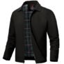 TBMPOY Chaquetas ligeras para hombre, cortavientos ligeros con cremallera completa, chaqueta de trabajo casual, chaqueta de golf, chaqueta de negocios para el otoño, con bolsillos, Negro, Grande