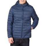 Amazon Essentials – Chaqueta para hombre, ligera, resistente al agua, con capucha, Azul Marino, L
