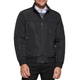 Tommy Hilfiger Chaqueta bomber de memoria sintética de rendimiento para hombre, Negro relleno, Mediana