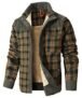HYPESTFIT – Chaqueta de franela con forro de sherpa y pana a cuadros para hombre, tipo camisa, Grande