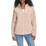Tommy Hilfiger Sudadera con capucha y cremallera para mujer, Heather Fawn claro, XL