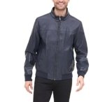 Tommy Hilfiger chaqueta de aviador sin relleno, piel sintética de cordero, para hombre, M, Marino