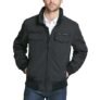 Tommy Hilfiger Chaqueta aviadora de sarga y poliéster, para hombre., XL, Negro