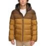 Tommy Hilfiger Chaqueta acolchada con capucha para hombre (Estándar y Big & Tall), Bloque de color marrón, Grande