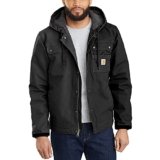 Carhartt Chaqueta utilitaria con forro de sherpa de pato lavado de ajuste relajado para hombre, Negro, XXL