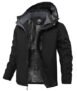 Buyboxs Chaqueta de nieve de invierno para hombre, impermeable, para esquí, snowboard, lluvia, abrigo, con capucha aislada, forro polar, Negro, Grande