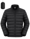 Pioneer Camp Chaqueta Acolchada Ligera y Empacable para Hombre Tipo Puffer, Abrigo Hinchado Aislado de Invierno, Repelente al Agua, Chaquetas Acolchadas Cálidas para Viajes, Negro, Grande