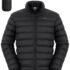Pioneer Camp Abrigo de invierno para hombre, chaqueta puffer de invierno cálida, impermeable, engrosada, aislante, resistente al viento, con capucha, abrigo acolchado de plumón, Negro-1, Grande