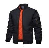 KEFITEVD Chaqueta bomber para hombre, abrigos de invierno con cremallera completa, rompevientos chaquetas para hombre, abrigos de trabajo casuales, Negro, XXL