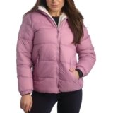 Reebok – Chaqueta acolchada tipo plumón para mujer, parka de invierno con forro de piel sintética, chaqueta de esquí para mujer, Rosa (Orchid Pink), Mediana