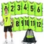 PULUOMASI Scrimmage – Chaleco de entrenamiento (12 unidades) para deportes de equipo, camisetas para adultos y jóvenes, baberos de fútbol, camisetas de práctica numeradas, Verde