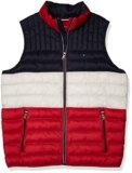 Tommy Hilfiger Chaleco acolchado ligero para hombre (estándar y grande y alto), Medianoche/hielo/rojo