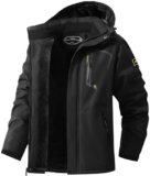 MAOYSSEN Chaqueta de esquí para hombre, abrigo de nieve cálido de invierno, impermeable, rompevientos de montaña, chaqueta de snowboard con capucha para senderismo y viajes, Negro –