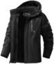 MAOYSSEN Chaqueta de esquí para hombre, abrigo de nieve cálido de invierno, impermeable, rompevientos de montaña, chaqueta de snowboard con capucha para senderismo y viajes, Negro –