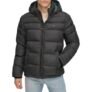 Tommy Hilfiger Chaqueta acolchada con capucha alternativa de plumón para hombre (estándar y grande y alto), Negro profundo, XL