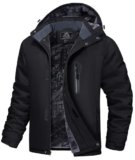 MAGCOMSEN – Abrigos de invierno para hombre, chaqueta impermeable para esquiar y nieve, con capucha, forro polar cálido, parka, impermeable para senderismo y trabajo, Negro, Grande
