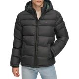 Tommy Hilfiger Chaqueta acolchada con capucha alternativa de plumón para hombre (estándar y grande y alto), Negro