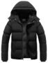 Chrisuno Abrigo de invierno para hombre, chaqueta acolchada impermeable y cálida, chaqueta de burbujas con capucha, Negro, M