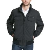 Tommy Hilfiger Chaqueta aviadora de sarga y poliéster, para hombre., XL, Negro