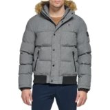 Tommy Hilfiger Chaqueta Bomber de Esnórquel Acolchada de Tela Ártica para Hombre (Estándar y Grande y Alto), Gris jaspeado, XL