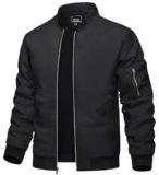 TACVASEN Chaqueta bomber para hombre, ligera, casual, primavera, otoño, cortavientos, con cremallera y bolsillo, #01 negro, Grande