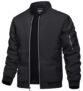 TACVASEN Chaqueta bomber para hombre, ligera, casual, primavera, otoño, cortavientos, con cremallera y bolsillo, #01 negro, Grande