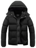 Chrisuno Abrigo de invierno para hombre, chaqueta acolchada impermeable y cálida, chaqueta de burbujas con capucha, Negro, M